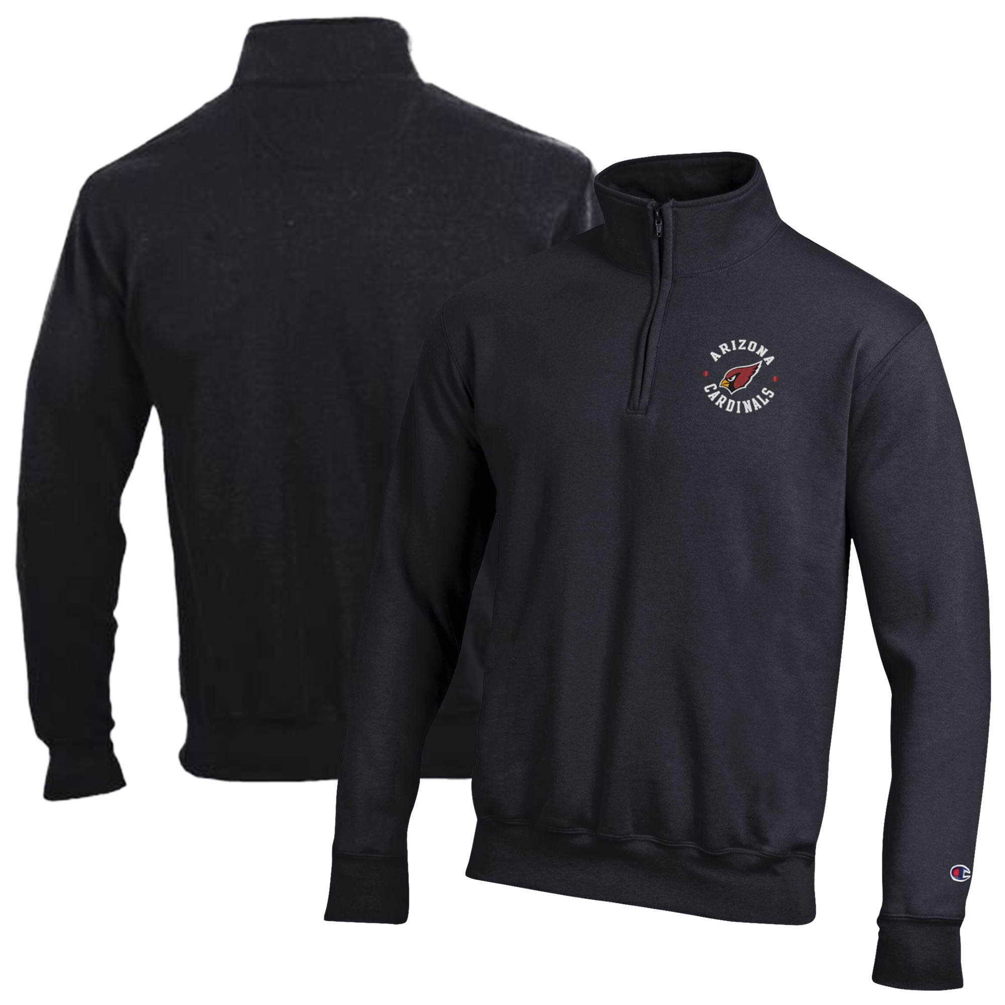 Men's Champion Black Arizona Cardinals Powerblend Quarter-Zip Pullover