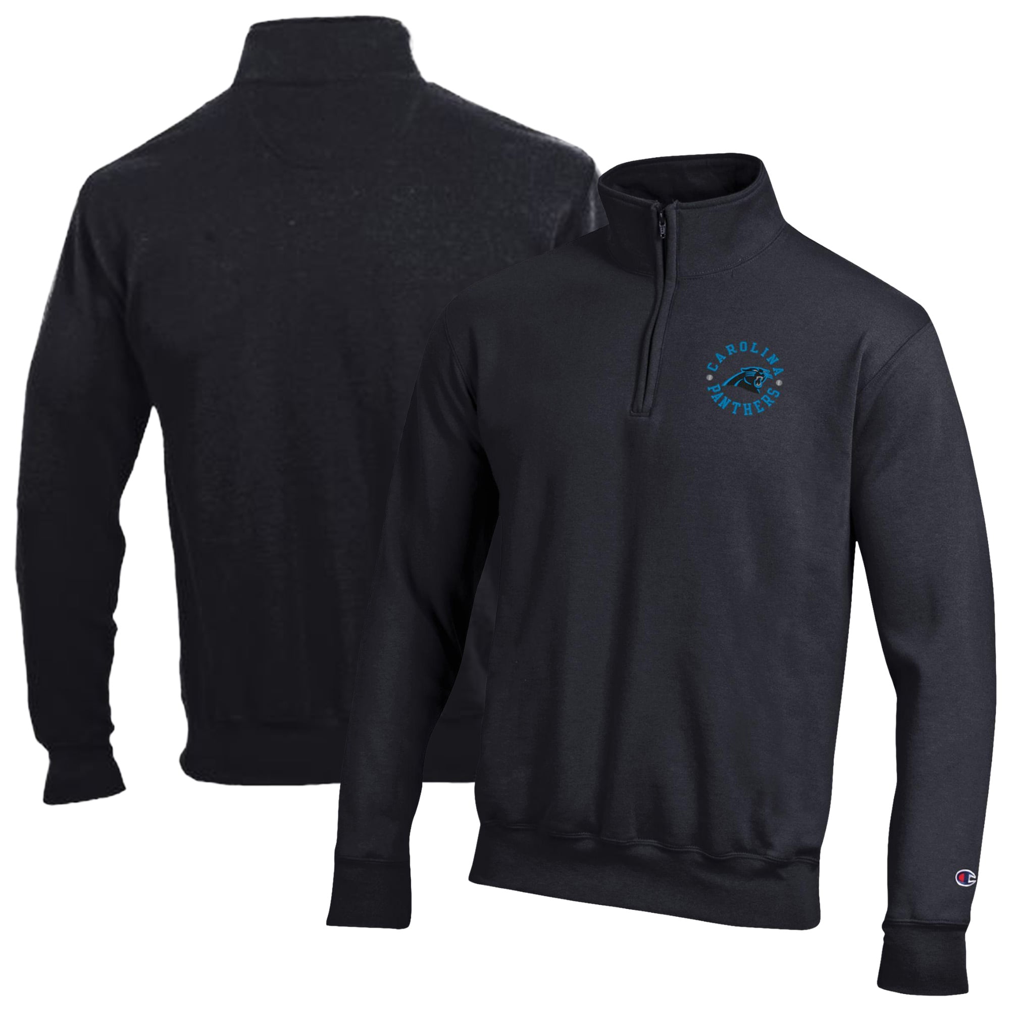 Men’s Champion Black Carolina Panthers Powerblend Quarter-Zip Pullover