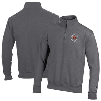 Men's Champion Heather Gray Chicago Bears Powerblend Quarter-Zip Pullover