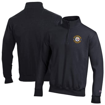 Men's Champion Black Pittsburgh Steelers Powerblend Quarter-Zip Pullover