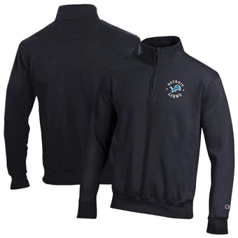 Men's Champion Black Detroit Lions Powerblend Quarter-Zip Pullover