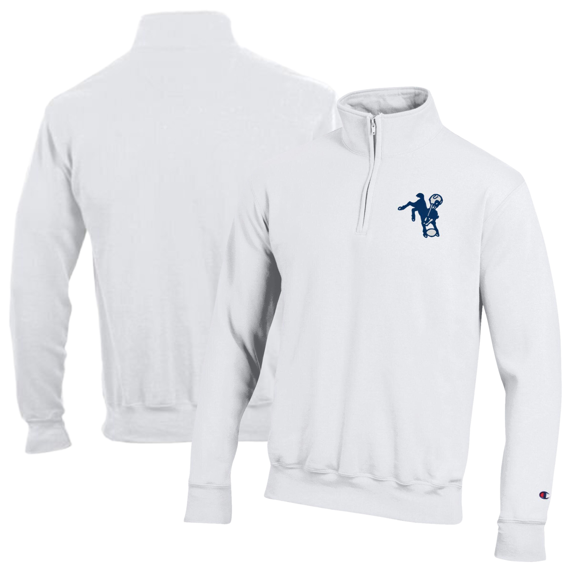 Men's Champion White Indianapolis Colts Powerblend Quarter-Zip Pullover