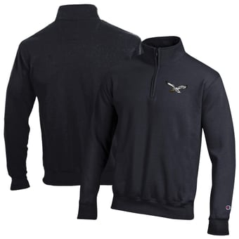 Men's Champion Black Philadelphia Eagles Powerblend Quarter-Zip Pullover