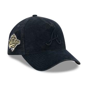 Men's New Era  Navy Atlanta Braves 1995 World Series Side Patch Tonal Corduroy 9FORTY A-Frame Adjustable Hat