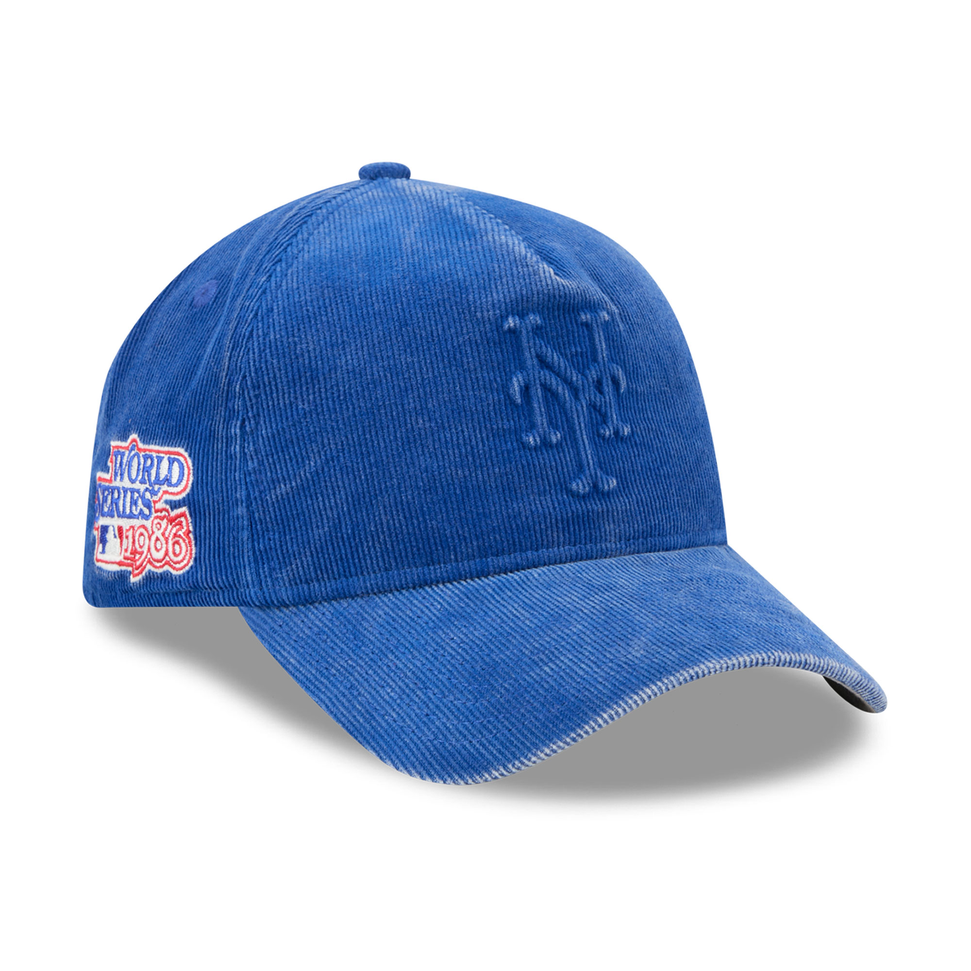 Men's New Era  Royal New York Mets 1986 World Series Side Patch Tonal Corduroy 9FORTY A-Frame Adjustable Hat