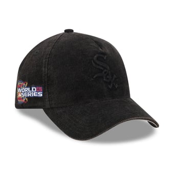 Men's New Era  Black Chicago White Sox 2005 World Series Side Patch Tonal Corduroy 9FORTY A-Frame Adjustable Hat