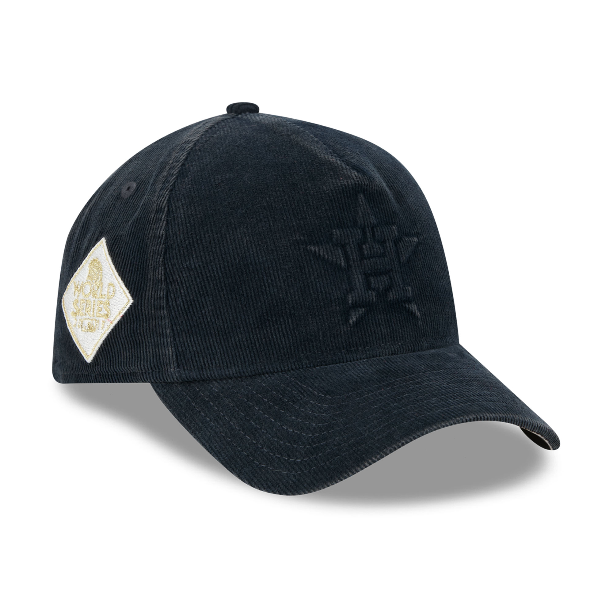 Men's New Era  Navy Houston Astros 2017 World Series Side Patch Tonal Corduroy 9FORTY A-Frame Adjustable Hat