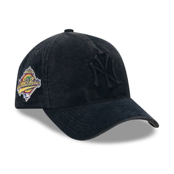 Men's New Era  Black New York Yankees 1996 World Series Side Patch Tonal Corduroy 9FORTY A-Frame Adjustable Hat