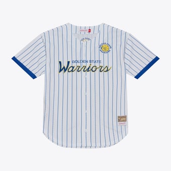 Men's Mitchell & Ness White Golden State Warriors Head Coach Pinstripe Mesh Full-Button Baseball Jersey