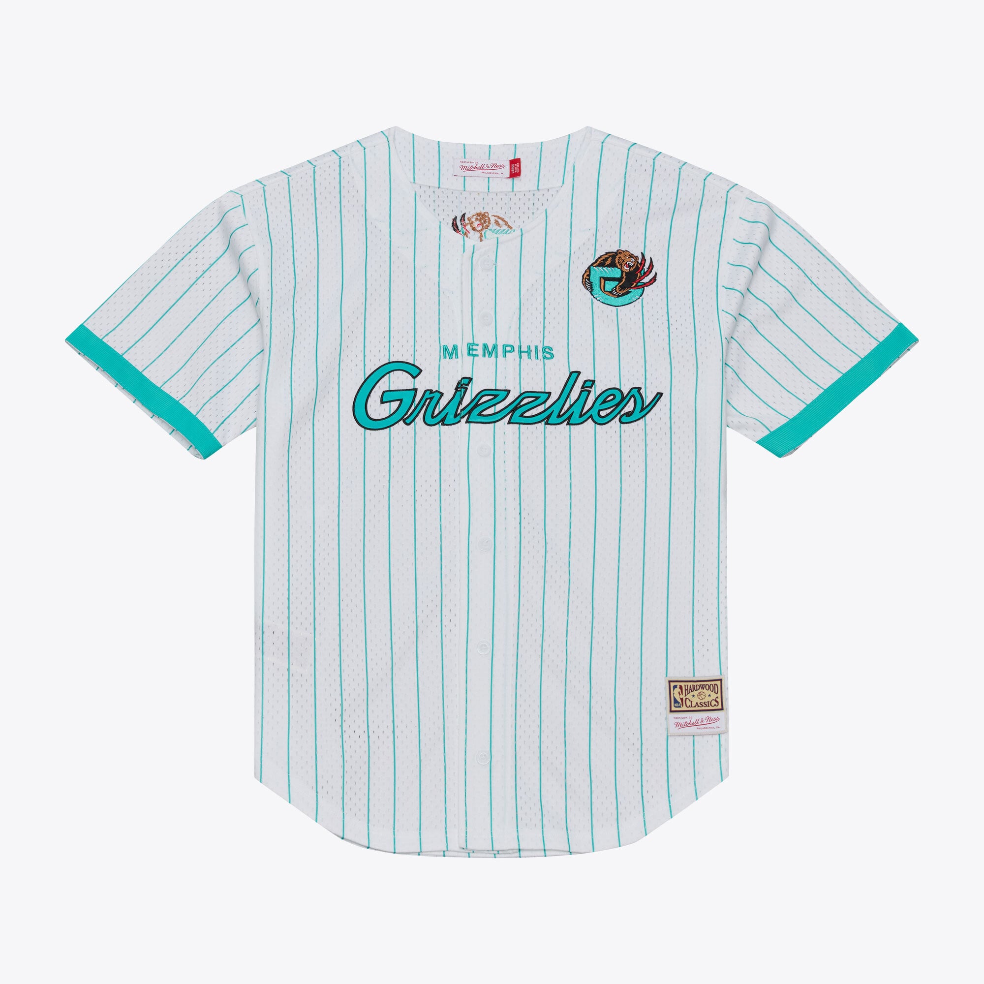 Men's Mitchell & Ness White Memphis Grizzlies Head Coach Pinstripe Mesh Full-Button Baseball Jersey