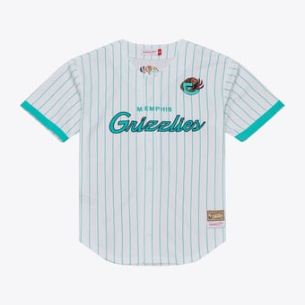 Men's Mitchell & Ness White Memphis Grizzlies Head Coach Pinstripe Mesh Full-Button Baseball Jersey