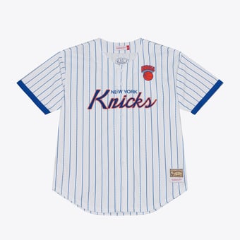 Men's Mitchell & Ness White New York Knicks Head Coach Pinstripe Mesh Full-Button Baseball Jersey