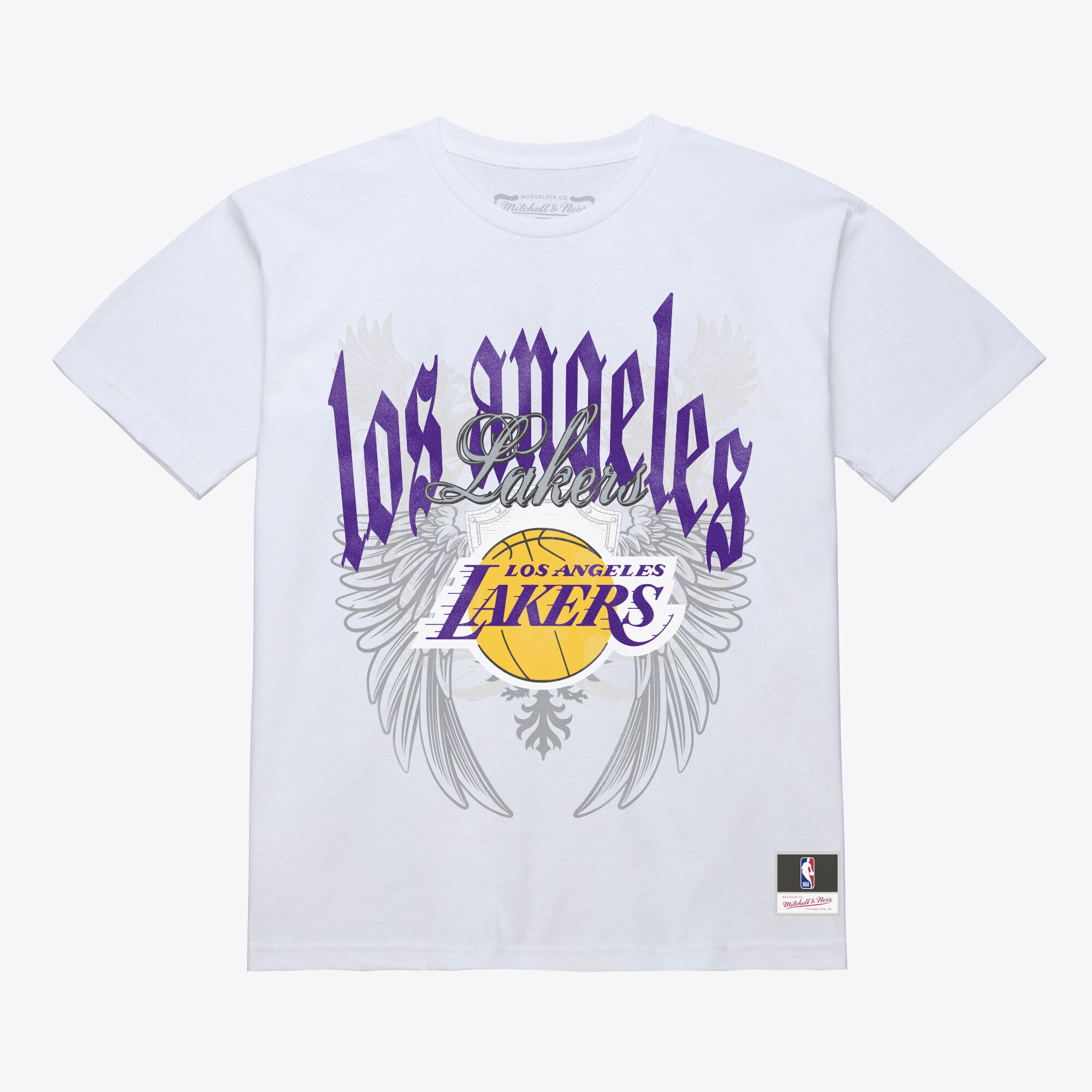 Men's Mitchell & Ness White Los Angeles Lakers Old English Classic T-Shirt
