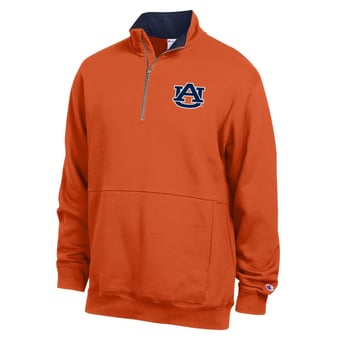 Men's Champion  Orange Auburn Tigers Fleece Quarter-Zip Pullover