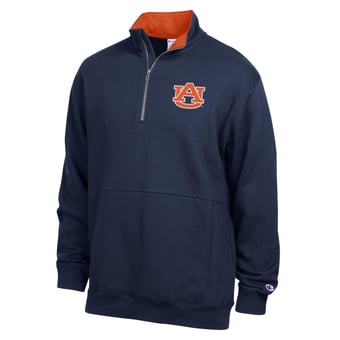 Men's Champion  Navy Auburn Tigers Fleece Quarter-Zip Pullover