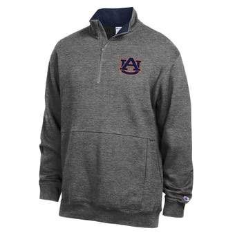 Men's Champion  Charcoal Auburn Tigers Fleece Quarter-Zip Pullover