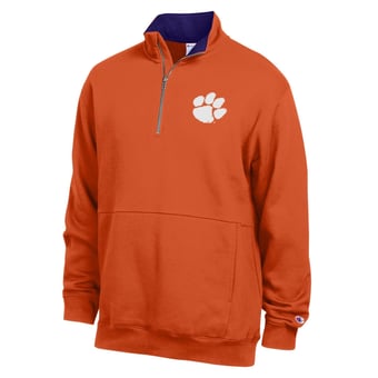 Men's Champion  Orange Clemson Tigers Fleece Quarter-Zip Pullover