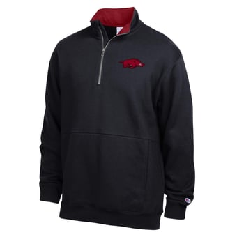 Men's Champion  Black Arkansas Razorbacks Fleece Quarter-Zip Pullover