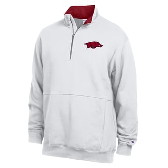 Men's Champion  White Arkansas Razorbacks Fleece Quarter-Zip Pullover