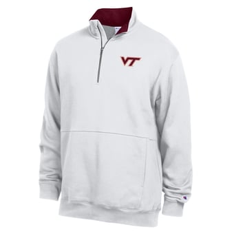Men's Champion  White Virginia Tech Hokies Fleece Quarter-Zip Pullover