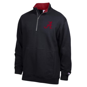 Men's Champion  Black Alabama Crimson Tide Fleece Quarter-Zip Pullover