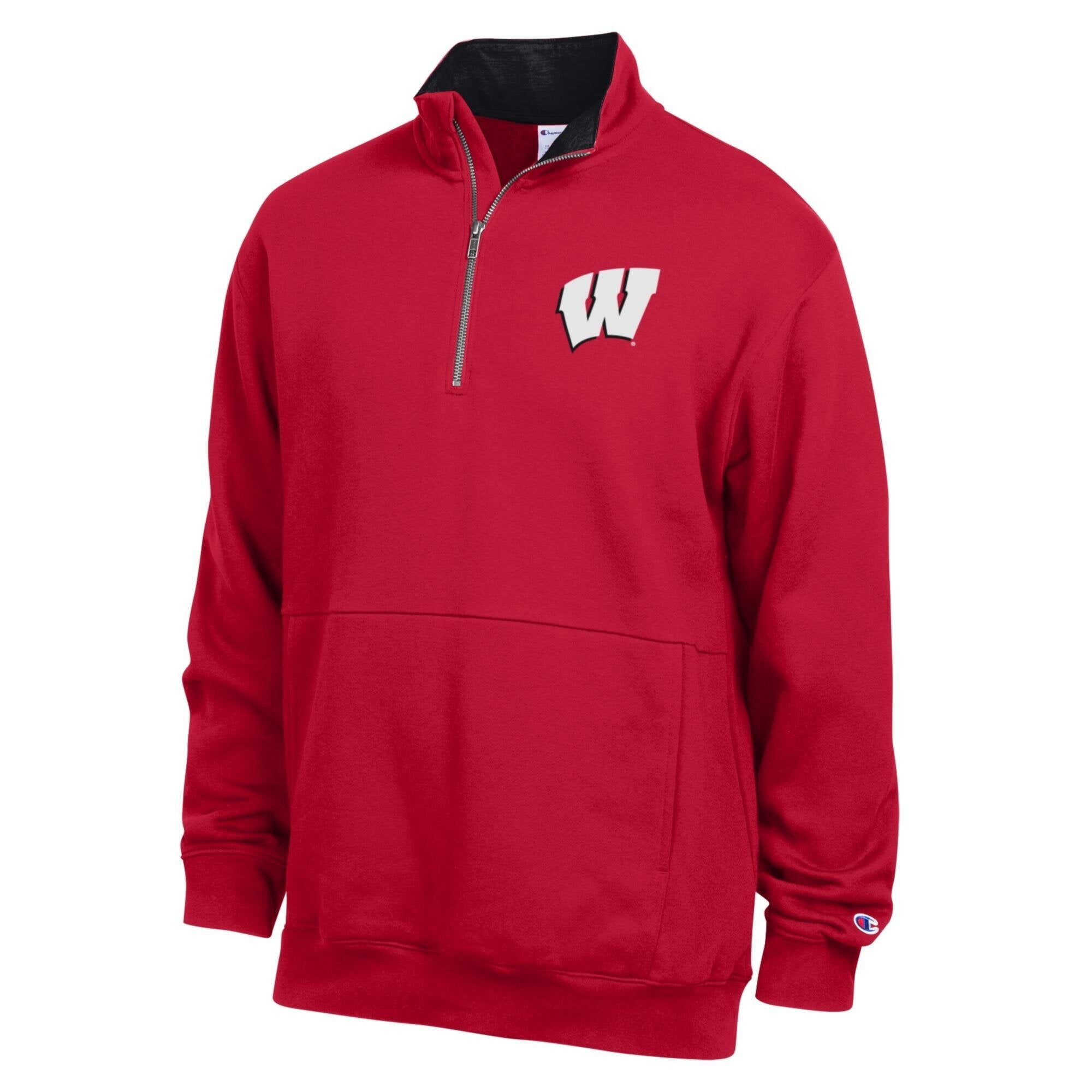 Men's Champion  Red Wisconsin Badgers Fleece Quarter-Zip Pullover