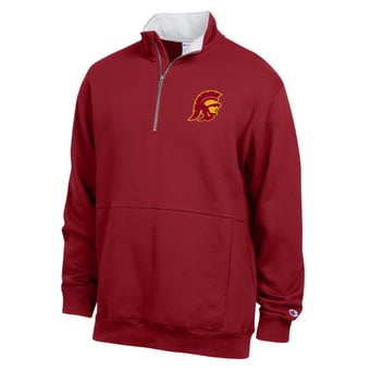 Men's Champion  Cardinal USC Trojans Fleece Quarter-Zip Pullover