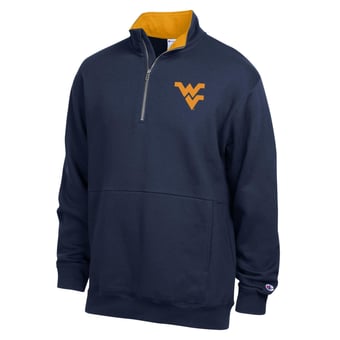Men's Champion  Navy West Virginia Mountaineers Fleece Quarter-Zip Pullover