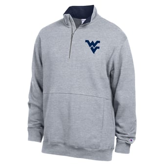 Men's Champion  Heather Gray West Virginia Mountaineers Fleece Quarter-Zip Pullover