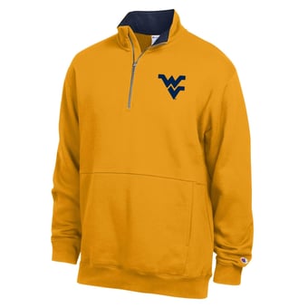 Men's Champion  Gold West Virginia Mountaineers Fleece Quarter-Zip Pullover