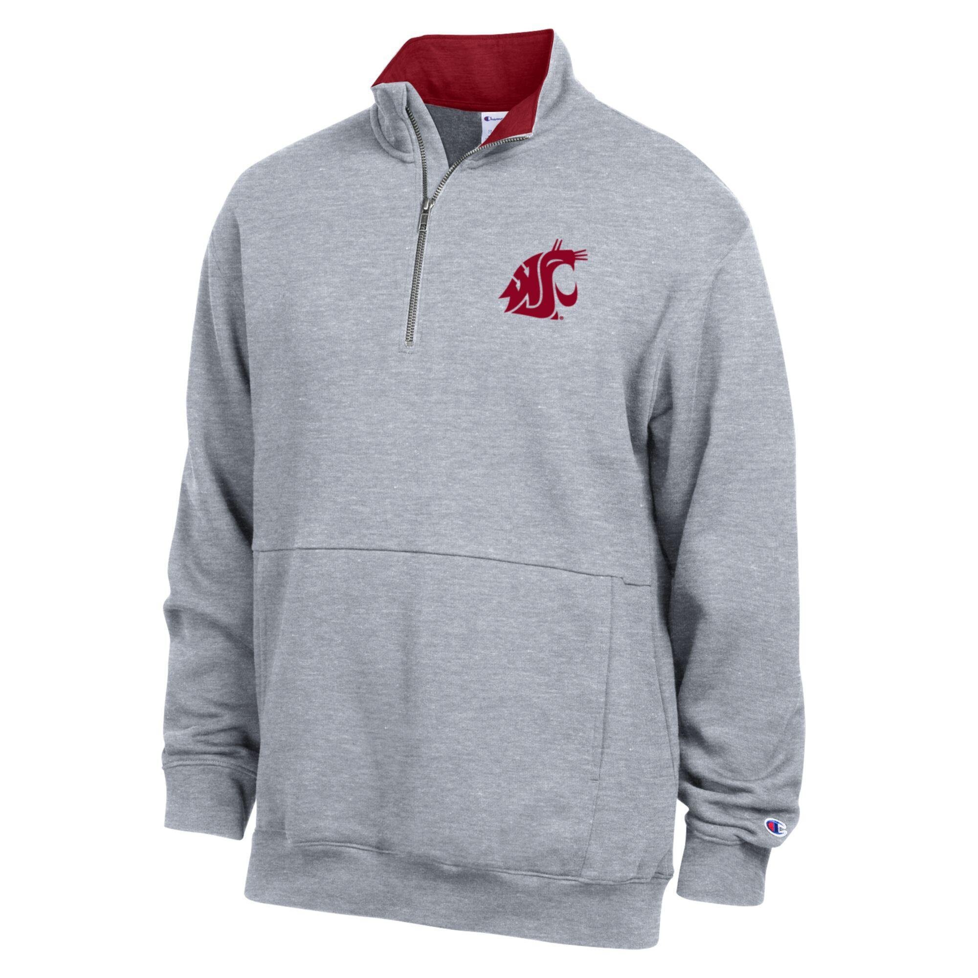 Men’s Champion Heather Gray Washington State Cougars Fleece Quarter-Zip Pullover