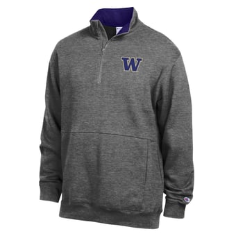 Men's Champion  Charcoal Washington Huskies Fleece Quarter-Zip Pullover