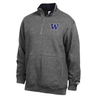 Men's Champion  Charcoal Washington Huskies Fleece Quarter-Zip Pullover