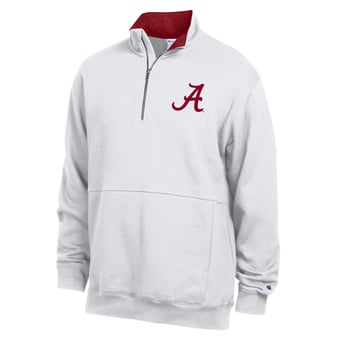 Men's Champion  White Alabama Crimson Tide Fleece Quarter-Zip Pullover