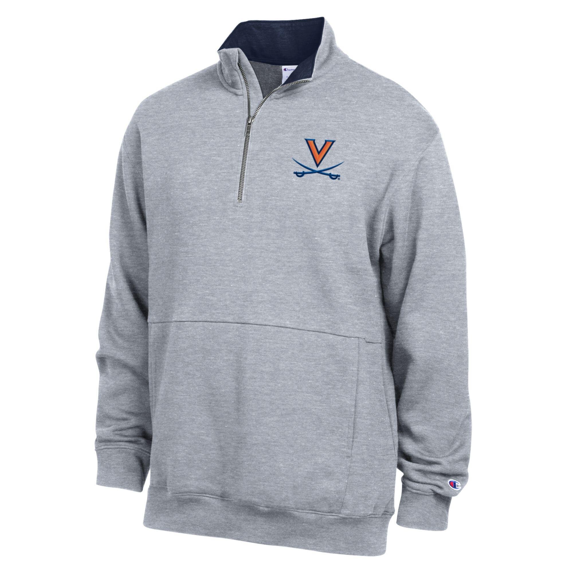Men’s Champion Heather Gray Virginia Cavaliers Fleece Quarter-Zip Pullover