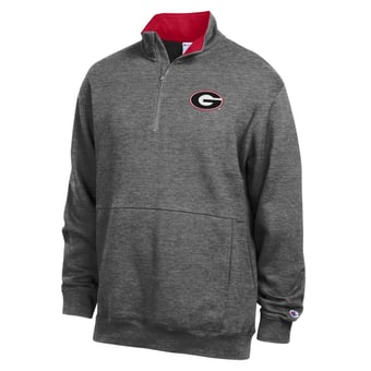 Men's Champion  Charcoal Georgia Bulldogs Fleece Quarter-Zip Pullover
