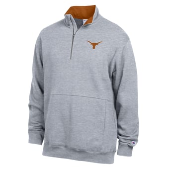 Men's Champion  Heather Gray Texas Longhorns Fleece Quarter-Zip Pullover