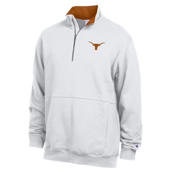 Men's Champion  White Texas Longhorns Fleece Quarter-Zip Pullover
