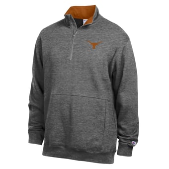 Men's Champion  Charcoal Texas Longhorns Fleece Quarter-Zip Pullover
