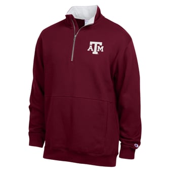 Men's Champion  Maroon Texas A&M Aggies Fleece Quarter-Zip Pullover