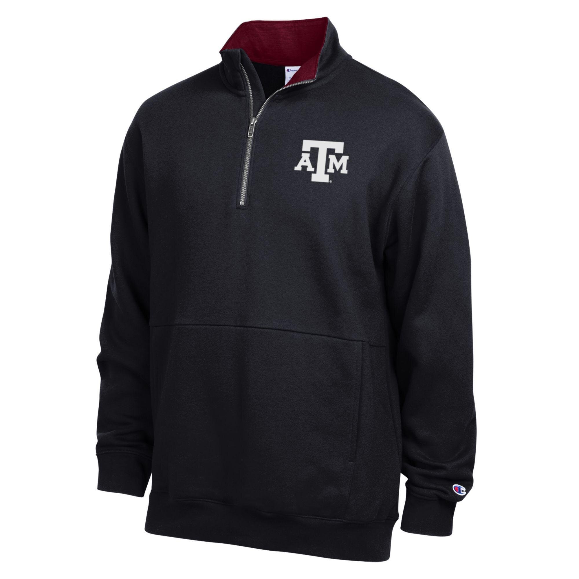 Men's Champion  Black Texas A&M Aggies Fleece Quarter-Zip Pullover