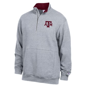 Men's Champion  Heather Gray Texas A&M Aggies Fleece Quarter-Zip Pullover