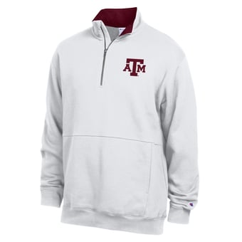 Men's Champion  White Texas A&M Aggies Fleece Quarter-Zip Pullover