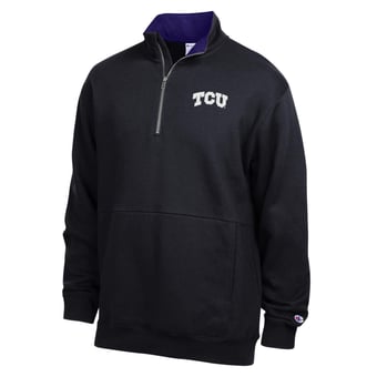 Men's Champion  Black TCU Horned Frogs Fleece Quarter-Zip Pullover