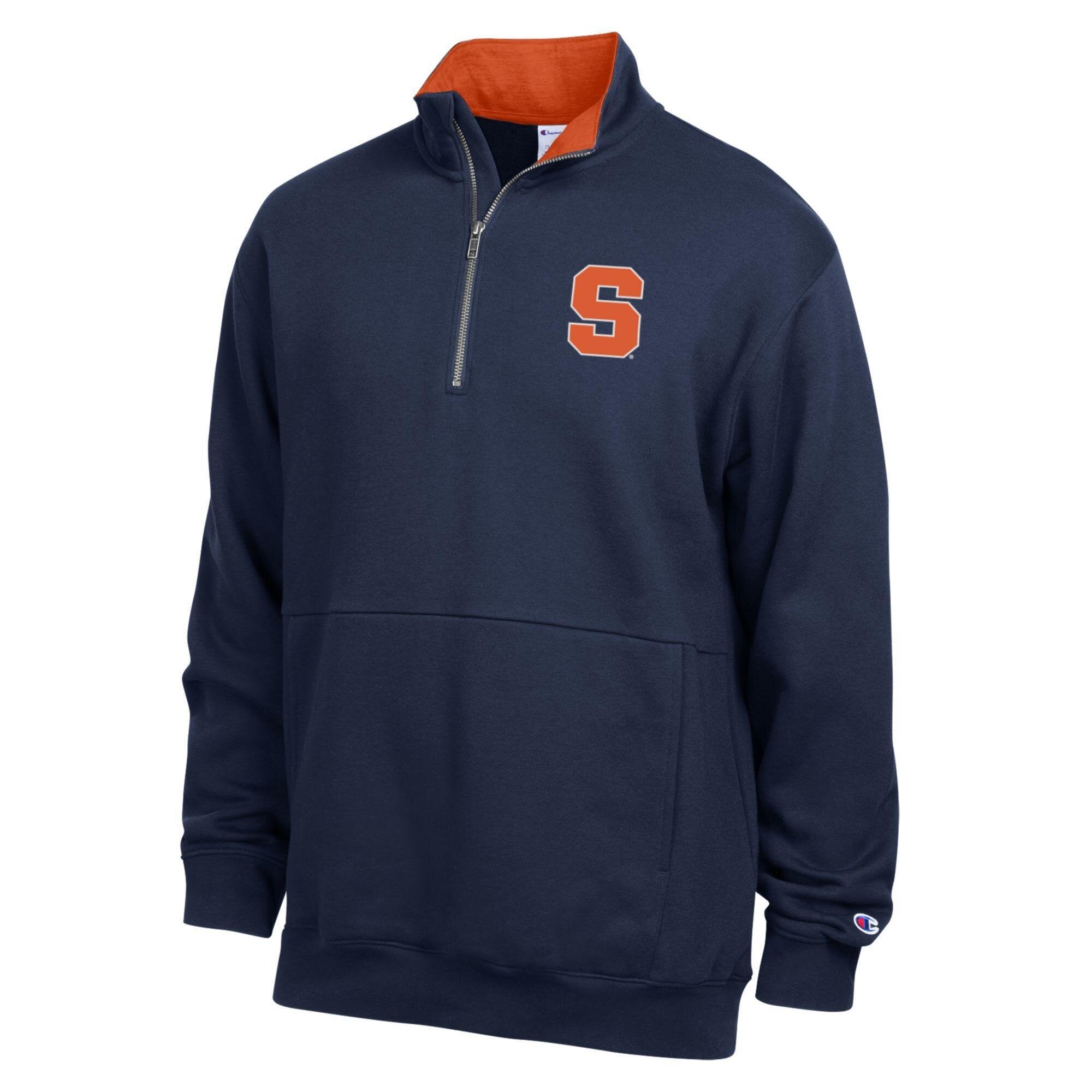 Men's Champion  Navy Syracuse Orange Fleece Quarter-Zip Pullover