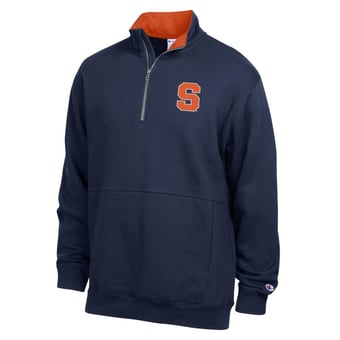 Men's Champion  Navy Syracuse Orange Fleece Quarter-Zip Pullover