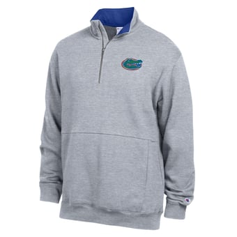 Men's Champion  Heather Gray Florida Gators Fleece Quarter-Zip Pullover