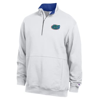 Men's Champion  White Florida Gators Fleece Quarter-Zip Pullover