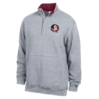 Men's Champion  Heather Gray Florida State Seminoles Fleece Quarter-Zip Pullover