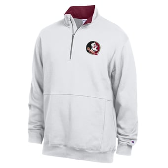 Men's Champion  White Florida State Seminoles Fleece Quarter-Zip Pullover